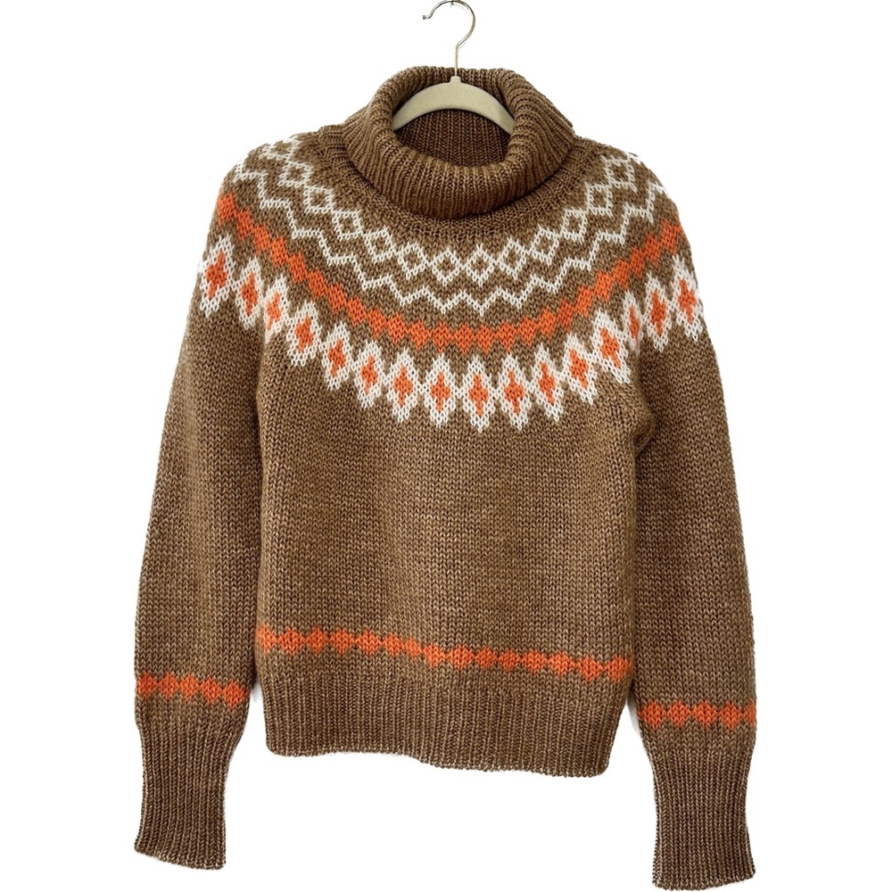 J. Crew Light Brown Fair Isle Turtleneck Sweater Size L